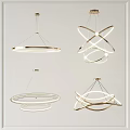 Modern Elegant Chandeliers With Circular Intertwined Metal Frames And LED Lighting 3d model