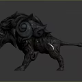 Game Movie Character Mythical Monster With Black Red Armor Glowing Green Eyes Sharp Teeth Claws