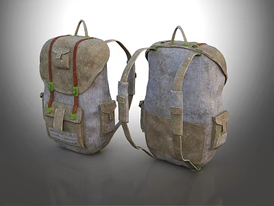 Vintage Canvas Backpacks With Adjustable Straps And Multiple Utility Pockets Design 3d model