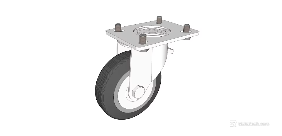 Heavy Duty Industrial Equipment Caster Wheel With Metal Base And Bolt Mounting Design 3d model 