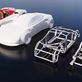 Modern Sports Car With Complete Body And Exposed Chassis Frame Structure
