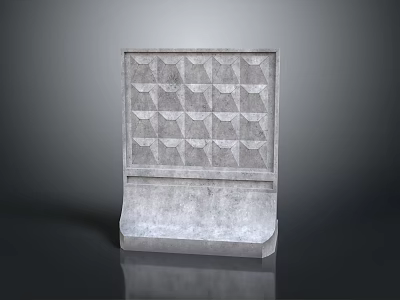 Concrete Wall Panel With Geometric Square Indentations And Textured Surface Design 3d model