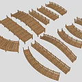 Different Shaped Wooden Bridge Models With Curved Designs And Railings