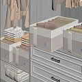 Woven Beige Storage Bins Organize Folded Clothes in Bedroom Drawers