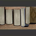 Stylish Wooden Bookshelf With Decorative Books In Colorful Covers And Patterns