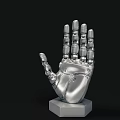 Game Movie Character With Silver Mechanical Hand And Hexagonal Base Design 3d model