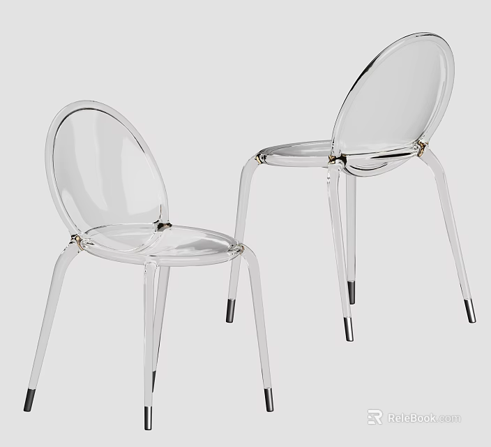 Transparent Modern Leisure Chairs with Sleek Design and Slender Legs for Contemporary Spaces 3d model 