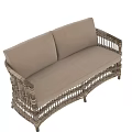 Natural Rattan Two Seater Sofa With Light Beige Cushions And Simple Design