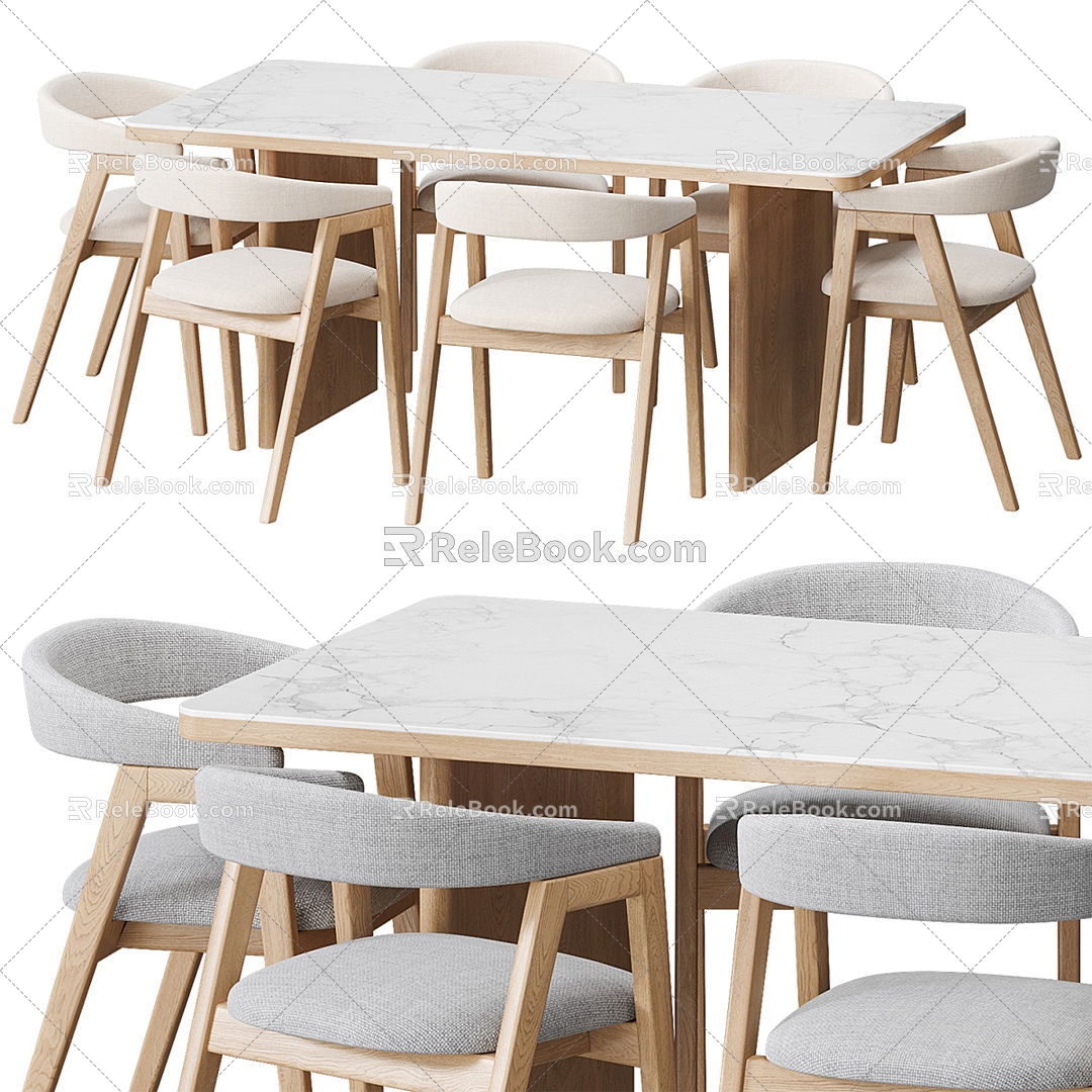 Dining table and chair 3d model