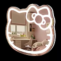 Hello Kitty Themed Pink Bedroom Interior With Desk Chair Bed And Scenic Window 3d model