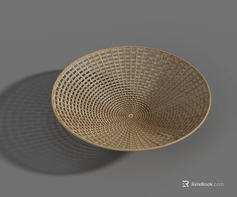 Round Ceramic Bowl With Woven Texture In Natural Tone On Gray Background 3d model 