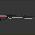 Sci Fi Knife With Red Glowing Handle And Silver Reflective Blade