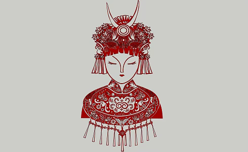 Chinese Miao girl silhouette rack 3d model