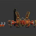 Detailed Game and Movie Character Samurai Robot with Red Gold Armor and Twin Katanas