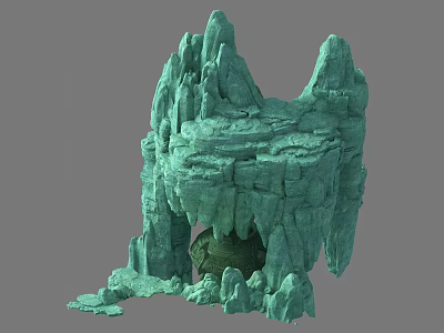 Garden Landscape Rockery Design Featuring Layered Green Rocks And Cave Structure 3d model