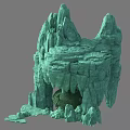 Garden Landscape Rockery Design Featuring Layered Green Rocks And Cave Structure