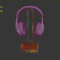 Gray Over Ear Headphones On Red Rusted Metal Stand With Stable Base