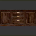Dark Wood Entryway Console Cabinet With Marble Top Drawers Doors And Golden Handles