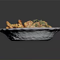 Hearty Mixed Food Bowl With Vegetables Beans Meat And Fried Items Garnished With Herbs