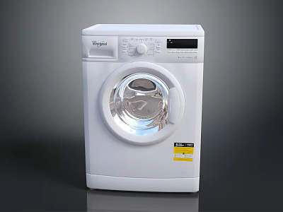 Whirlpool White Front Loading Washing Machine With Modern Control Panel And Sleek Design 3d model