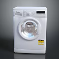 Whirlpool White Front Loading Washing Machine With Modern Control Panel And Sleek Design 3d model