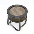 Two Modern Stools With Woven Seat And Black White Frame Design For Home Decor