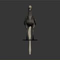 Grey Feathered Flying Animal with Long Legs Standing on Dark Surface with Reflection