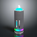 Modern Spray Can With Blue Nozzle Gray Body Transparent Strips And Colorful Base