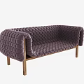Modern Plum Tufted Sectional Sofa With Wooden Frame And Legs 3d model