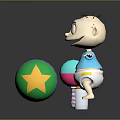 Cartoon Baby Character With Baby Bottle Rattle And Colorful Ball Toys