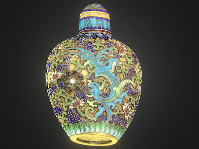 Decorative Cloisonne Vase With Intricate Patterns And Colorful Dragon Phoenix Motifs 3d model