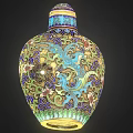 Decorative Cloisonne Vase With Intricate Patterns And Colorful Dragon Phoenix Motifs
