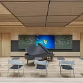 Kindergarten Classroom Interior With Grand Piano Blackboards Digital Screen And Chairs