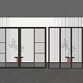 Modern floor-to-ceiling window combination 3d model