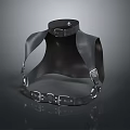 Black Leather Harness With Neck Collar And Metal Buckles Fashion Accessory Design