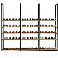 Shoe Rack With Multiple Shelves Neatly Arranged Various Colored Shoes