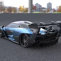 McLaren Blue Sports Car With Aerodynamic Rear Wing And Sporty Exterior Design
