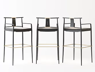 New Chinese Bar Chair 3d model
