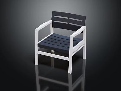 Stylish Modern Leisure Chair With White Frame Black Slatted Seat And Armrests 3d model