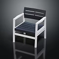 Stylish Modern Leisure Chair With White Frame Black Slatted Seat And Armrests