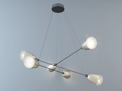 Modern Hanging Chandelier With Multiple White Globe Bulbs And Metal Frame Design 3d model