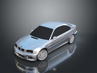 Sporty Silver Car With Black Roof White Rims And Shiny Body Design 3d model