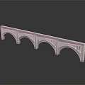 White Arch Bridge Model With Multiple Arches On Black Background And Reflection 3d model