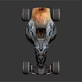 Unique Concept Race Car Featuring Dragon Pattern And Sleek Silver Black Exterior