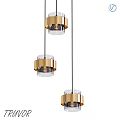 Three Modern Gold Transparent Glass Pendant Lights Hanging Interior Design