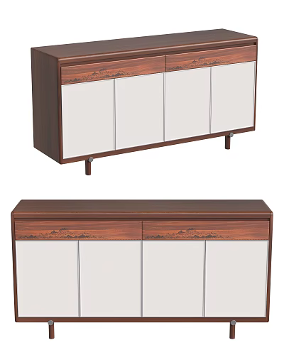 Modern Wooden Sideboard Cabinet With White Panels Drawers Doors And Sleek Design 3d model