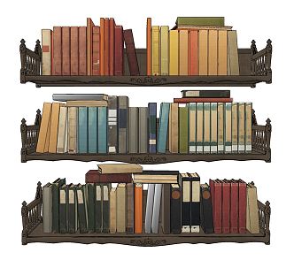 American Book Classical Book Wall Decoration Rack 3d model