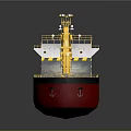 Cargo Ship With Red Hull Gray Deck Yellow Cranes And White Superstructure 3d model