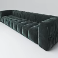 Modern Dark Green Velvet Sectional Sofa With Tufted Design And Pleated Details