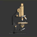 Vintage Brass Microscope With Black Base And Classic Design Structure 3d model